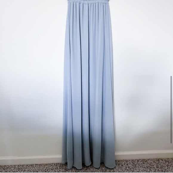 show me your mumu | kendall maxi bridesmaid dress steel blue chiffon small - Picture 6 of 8